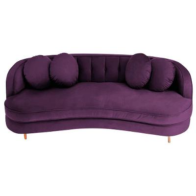 Sofá Curvo 3 Lugares Orgânico Sala Recepção Luxo Panamá 200cm Suede Roxo