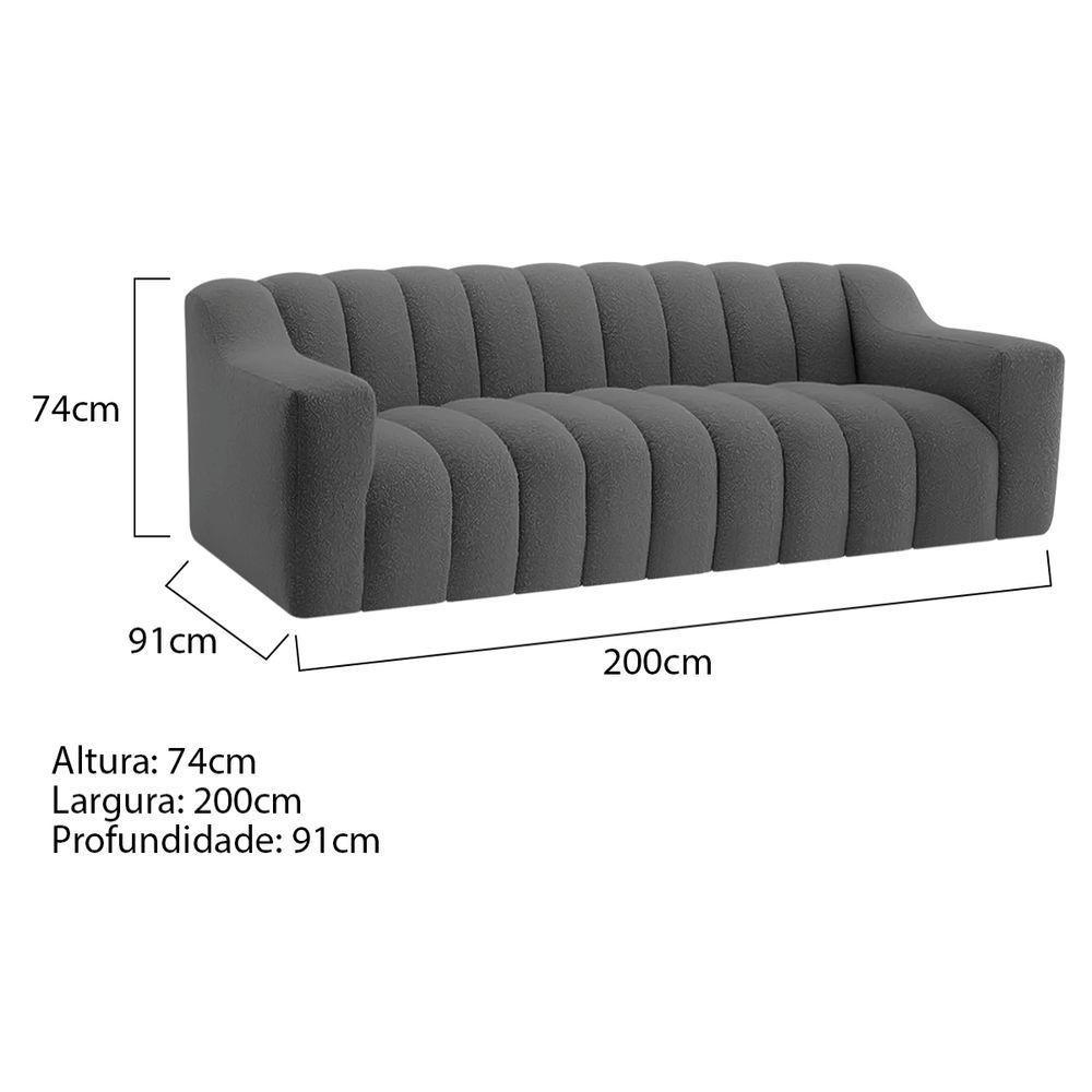 Sofá 2 Lugares Luxo Recepção Escritorio Sala Elegance 200cm Linho Cinza - 10