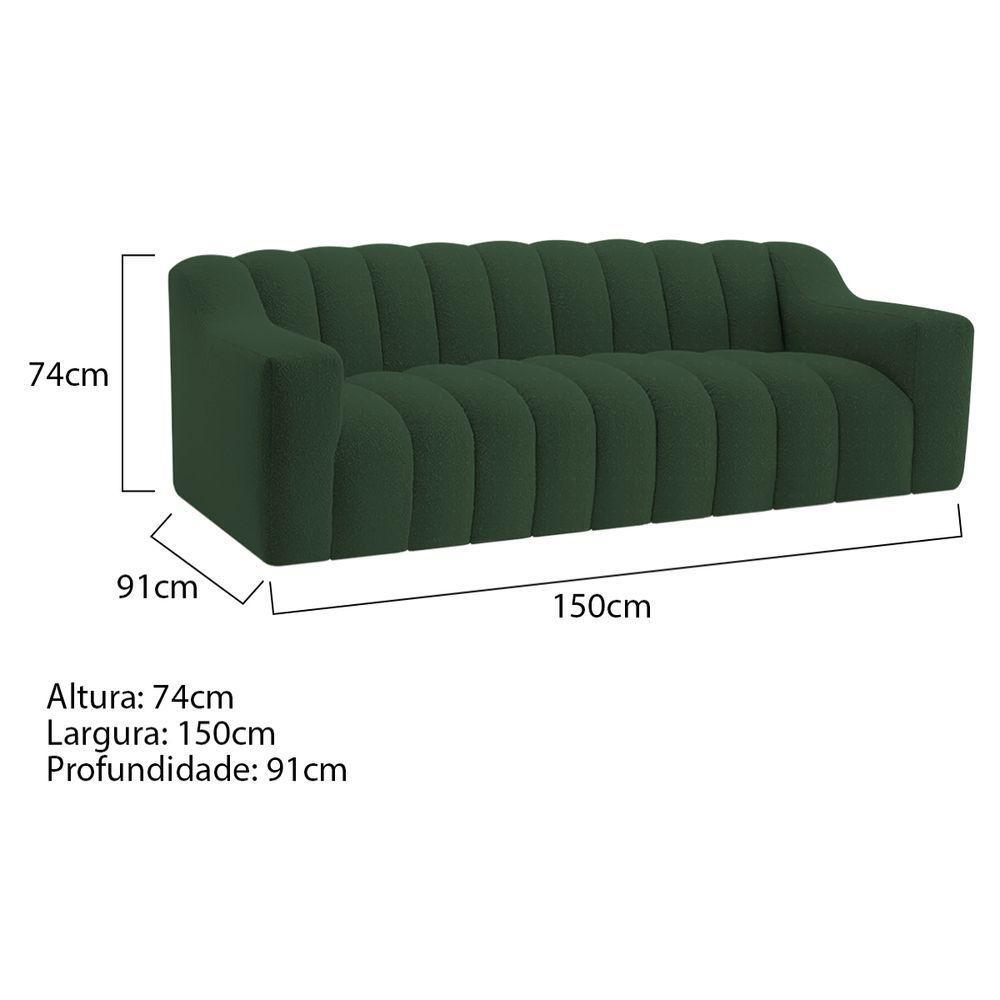 Sofá 2 Lugares Luxo Recepção Escritorio Sala Elegance 150cm Linho Verde - 10
