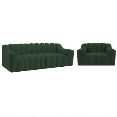 Kit 1 Sofá 180cm 1 Poltrona Luxo Recepção Sala Elegance Linho Verde