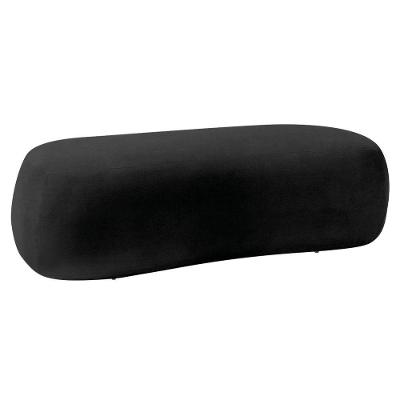 Puff Itália 180cm Sala Escritorio Luxo Linho Adj Decor Preto