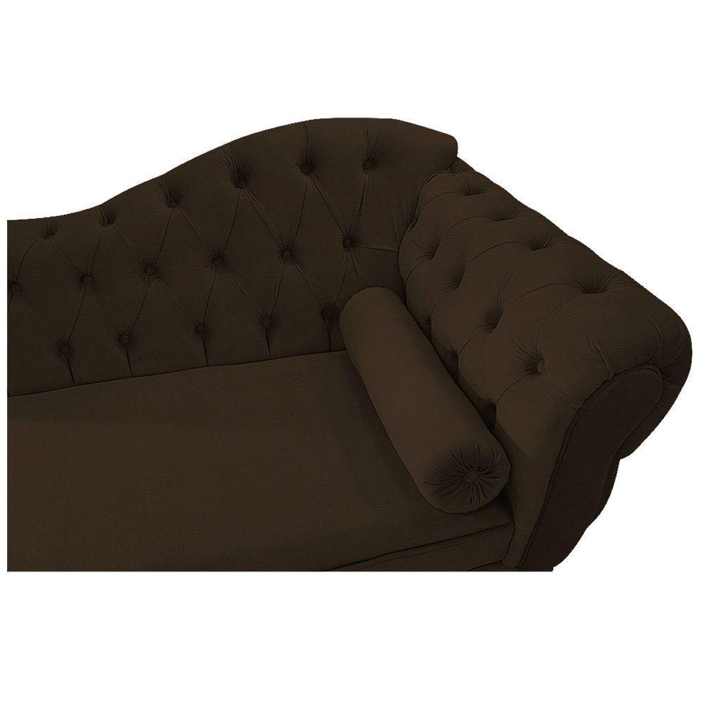 Kit Diva Recamier Diana 120cm Lado Esquerdo E 2 Poltronas Classic Corano Adj Decor Marrom - 6