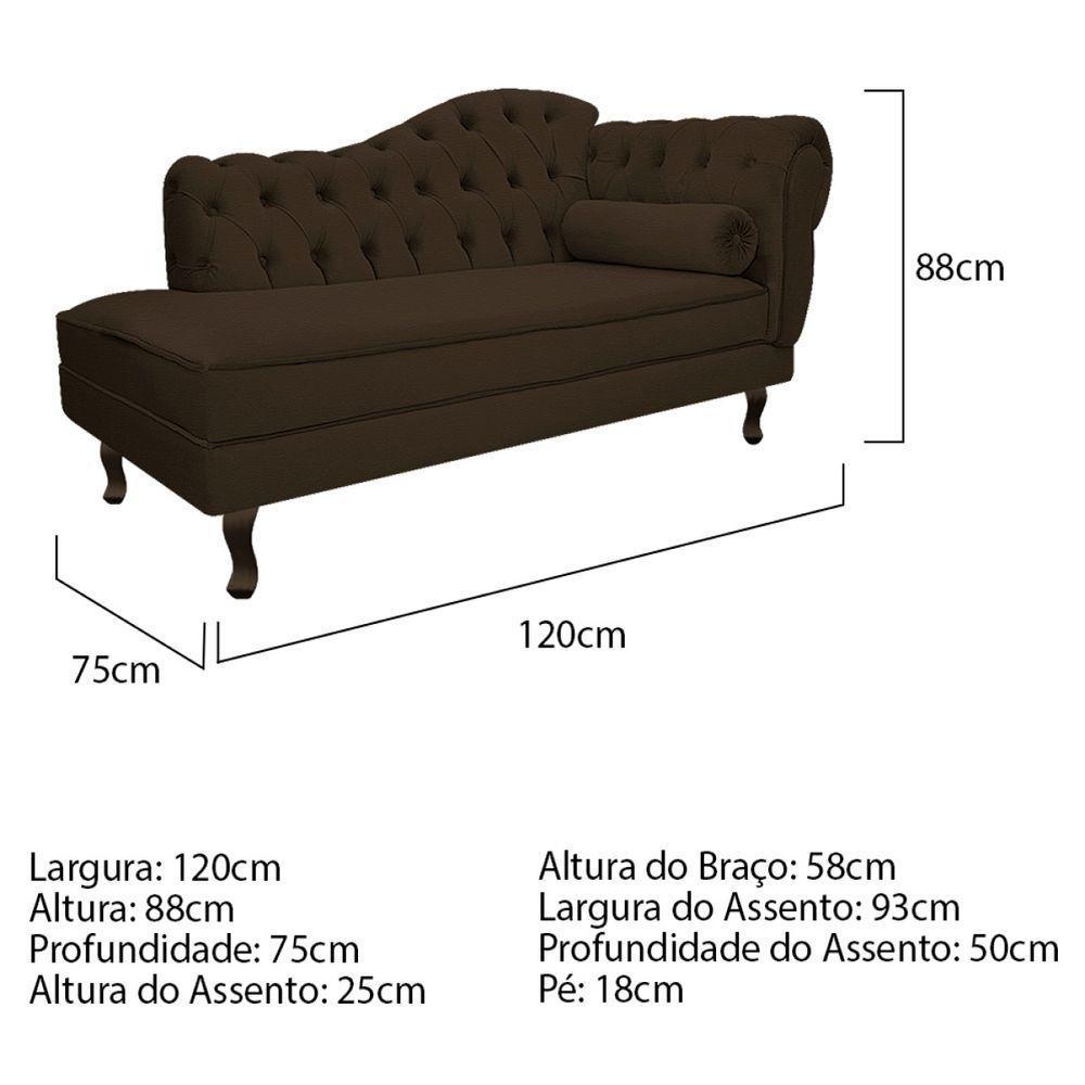 Kit Diva Recamier Diana 120cm Lado Esquerdo E 2 Poltronas Classic Corano Adj Decor Marrom - 7