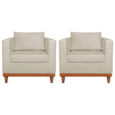 Kit 2 Poltronas Decorativa Europa Bouclé Adj Decor Bege
