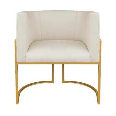 Kit Divã Luna 140cm Lado Direito E 02 Poltronas Base De Ferro Dourado Linho Bege