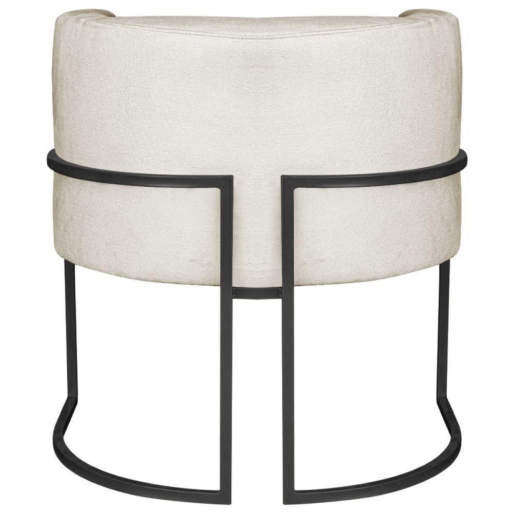 Kit 02 Poltronas Decorativas Luna Base De Ferro Preto Linho Bege - 2