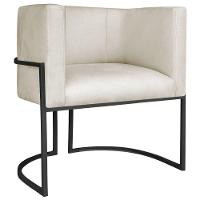 Kit 02 Poltronas Decorativas Luna Base De Ferro Preto Linho Bege