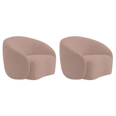 Kit 02 Poltronas Orgânica Luxo Recepção Amore Linho Rosê