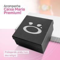 Relogio Feminino Preto Aço + Colar Coração Brinco + Caixa Inoxidável Qualidade Premium Original - 5