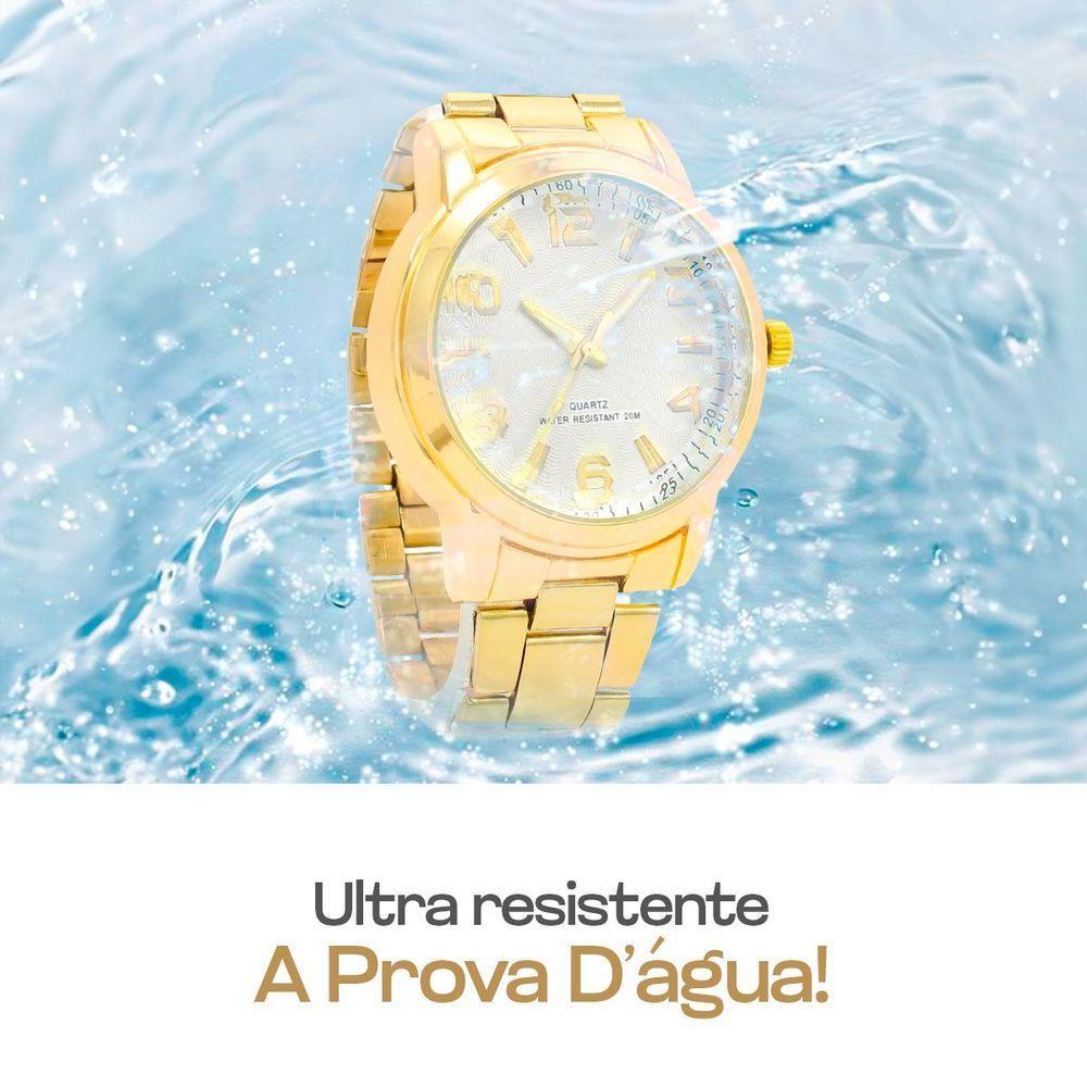 Relogio Feminino Banhado Aço + Brincos Strass Colar + Caixa Social Original Presente Casual Ponteiro - 5