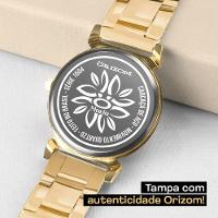 Relogio Feminino Banhado Aço + Brincos Strass Colar + Caixa Social Original Presente Casual Ponteiro - 7