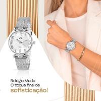 Relogio Prata + Colar Brinco Qualidade Premium Inoxidável - 5