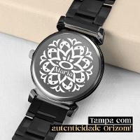 Relogio Feminino Aço Preto + Caixa + Brincos Delicado Social - 6