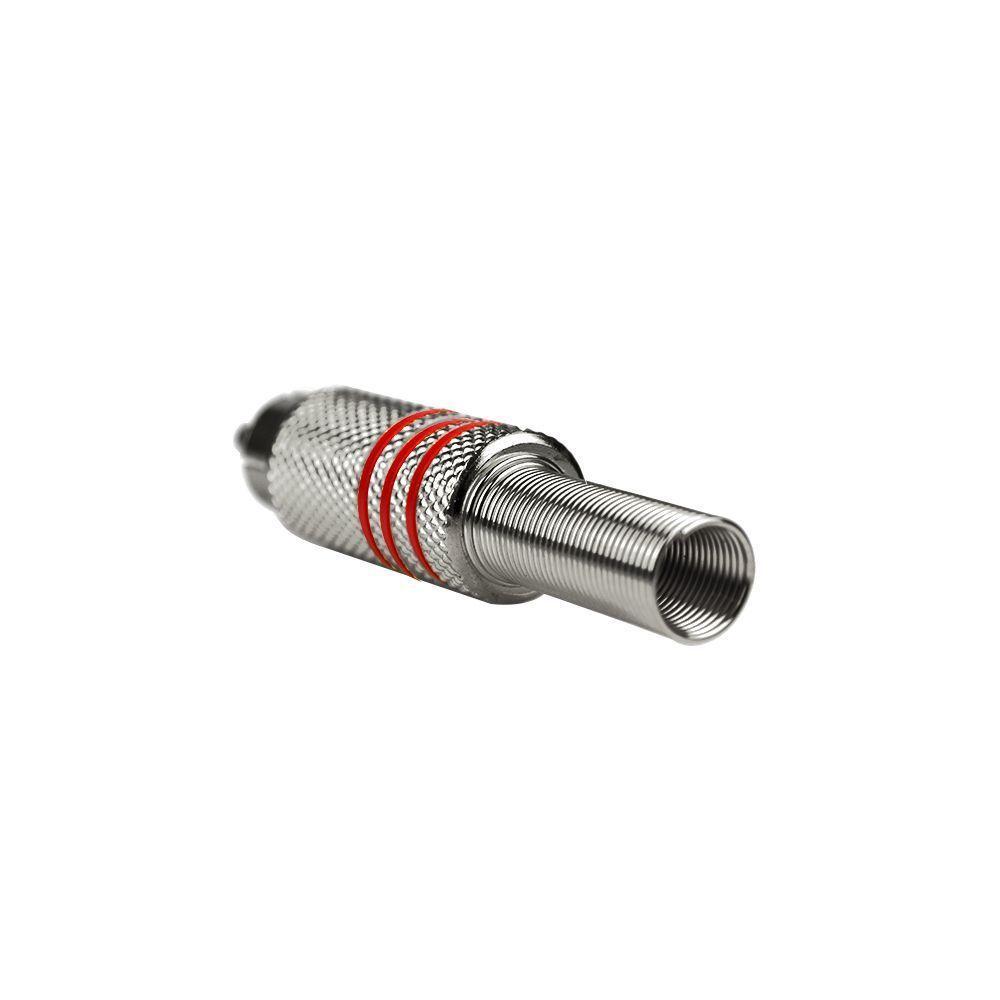 Plug Rca Metal Evus Com Mola Listras Vermelhas Macho C-074 - 1