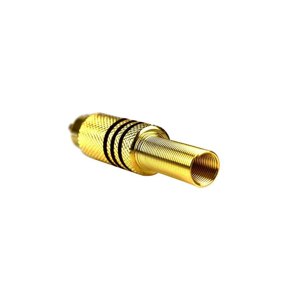 Plug Rca Gold Evus Com Mola Listras Pretas Macho C-072 - 1