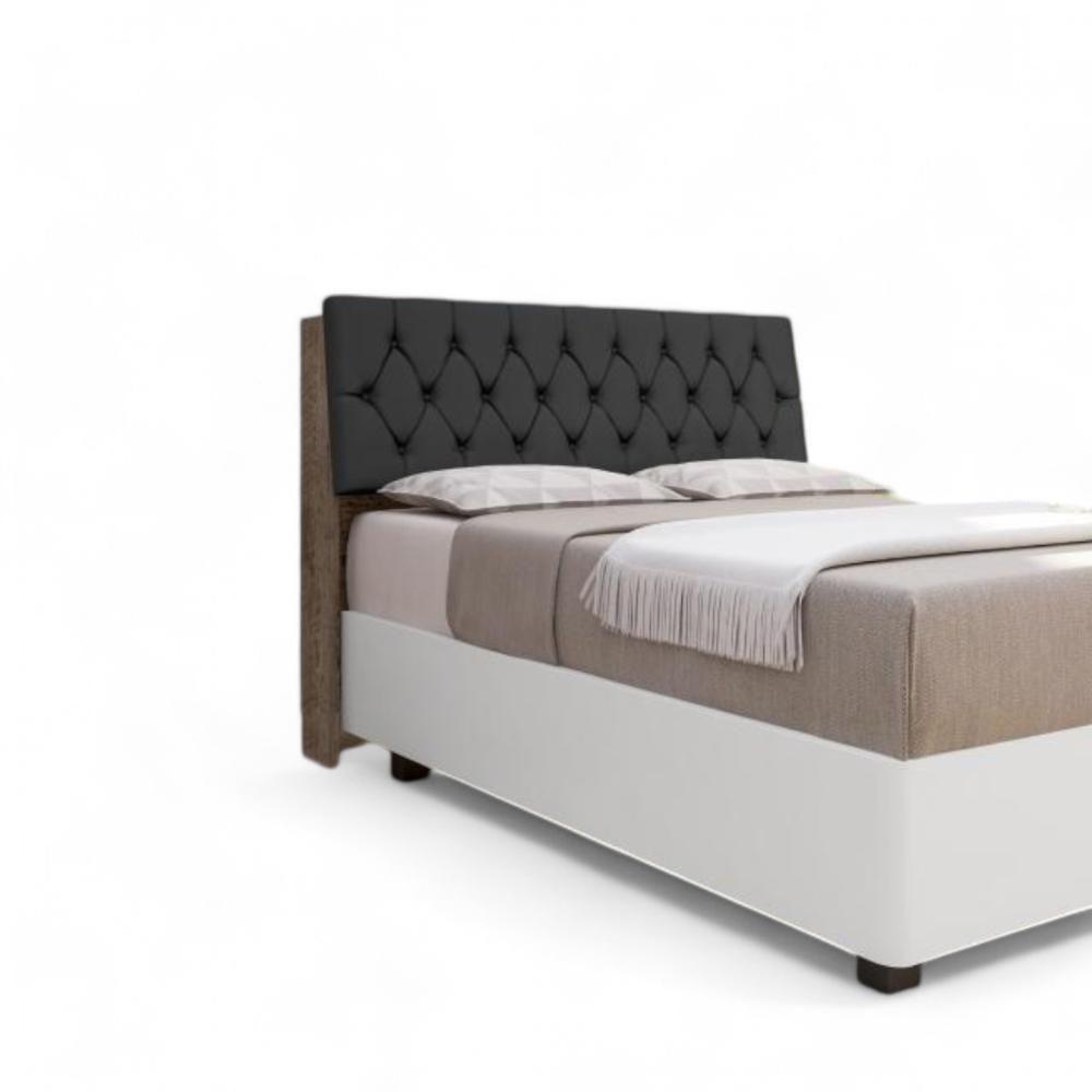 Cabeceira Estofada Yasminne Queen Chocolate Com Capitonê Preto - 3