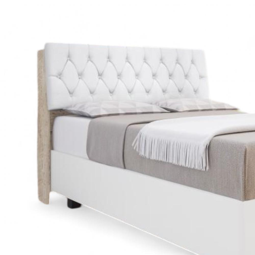 Cabeceira Estofada Yasminne Casal Amarula Com Capitonê Branco - 2