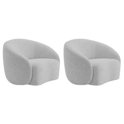 Kit 02 Poltronas Orgânica Luxo Recepção Amore Linho Adj Decor Cinza