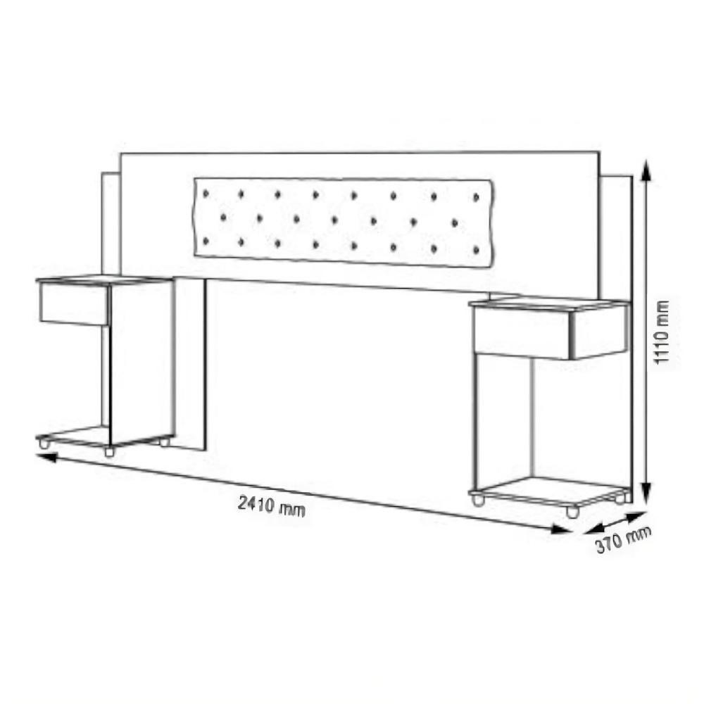 Cabeceira Box Ajustável Com Mesa De Cabeceira Arabella Branca - 3