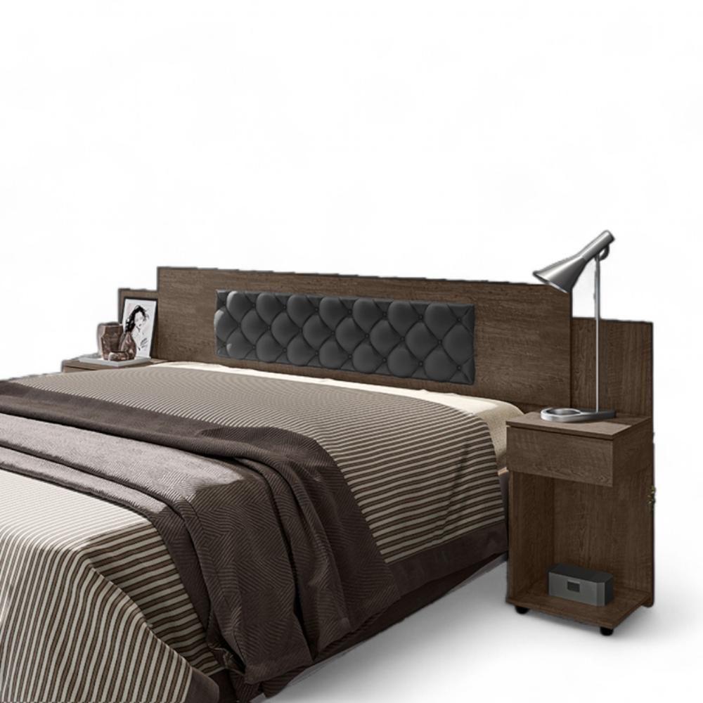 Cabeceira Ajustável Arabella Chocolate Com Capitonê Preto - 5