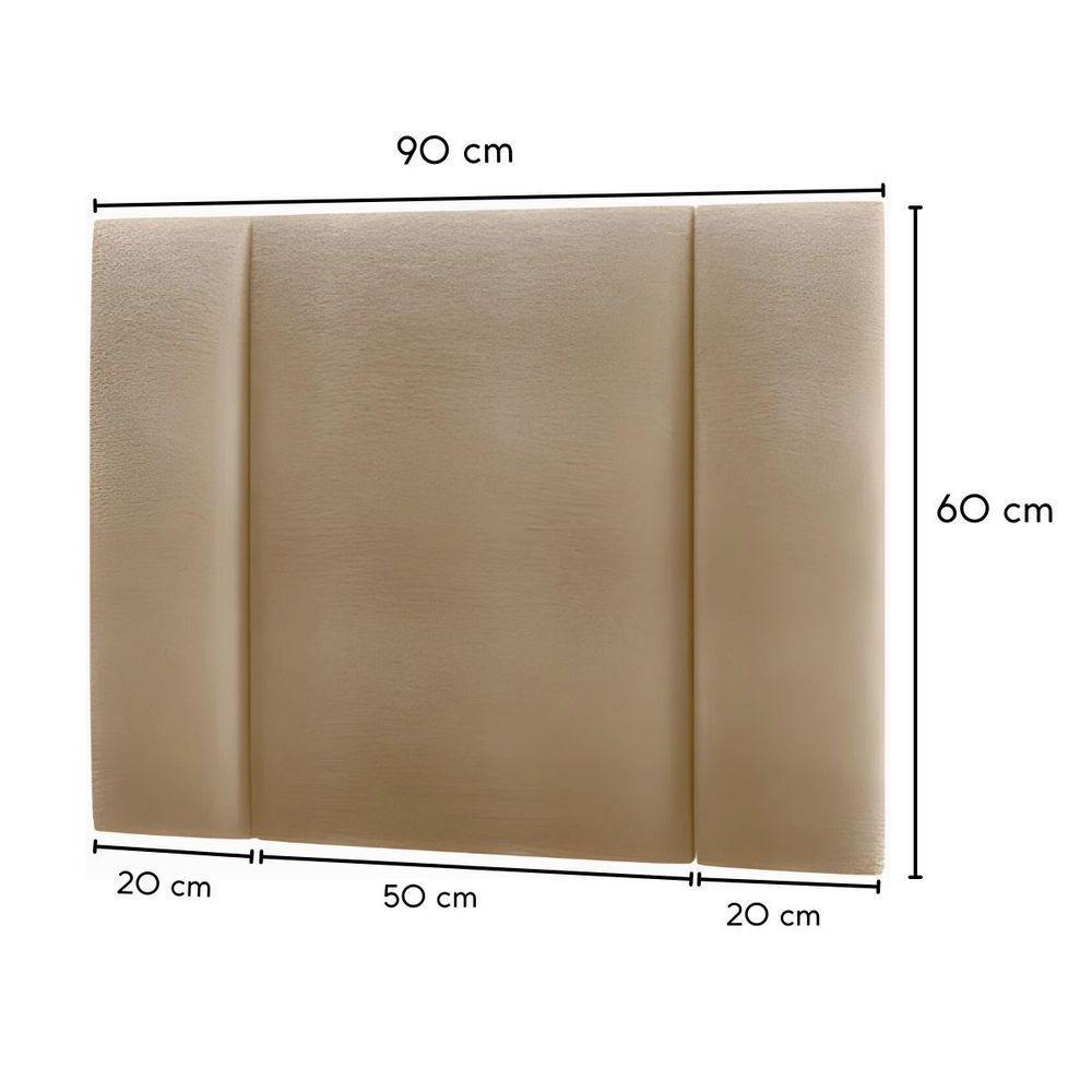 Cabeceira Estofada Cama Box Solteiro Com Led Splend 90 Cm veludo Bege - 6