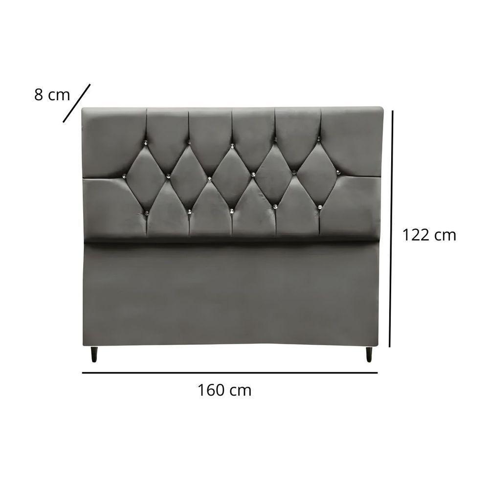 Cabeceira Cama Box Estofada Queen 160 Cm Geovana Suede cinza. - 4