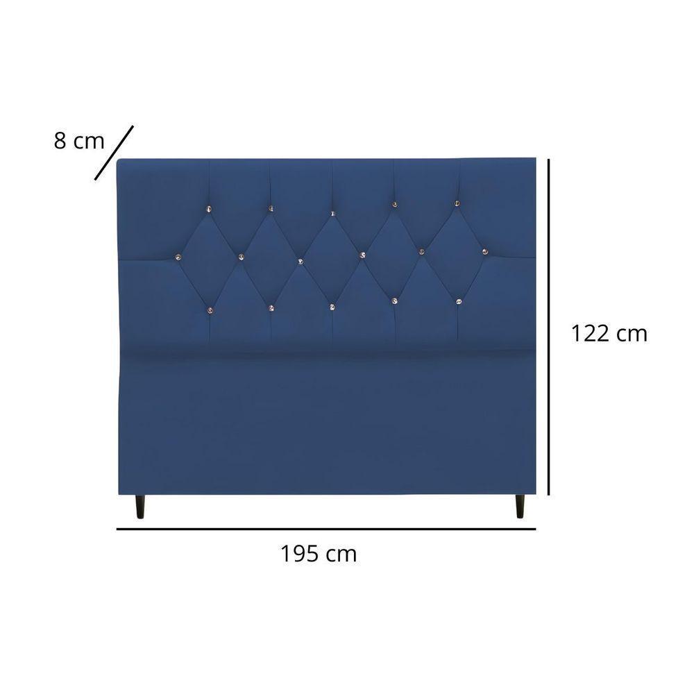 Cabeceira Cama Box King 195 Cm Geovana Suede azul Marinho. - 4