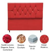Cabeceira Estofada Cama Box King 195 Cm Suede Nina vermelho - 3