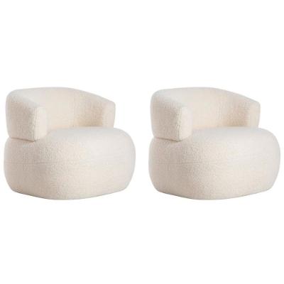 Kit 2 Poltronas Decorativa Sala De Estar Recepção Suiça Bouclé Adj Decor Bege
