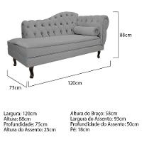 Kit Diva Recamier Diana 120cm Lado Esquerdo E 2 Poltronas Classic Corano Adj Decor Cinza - 8