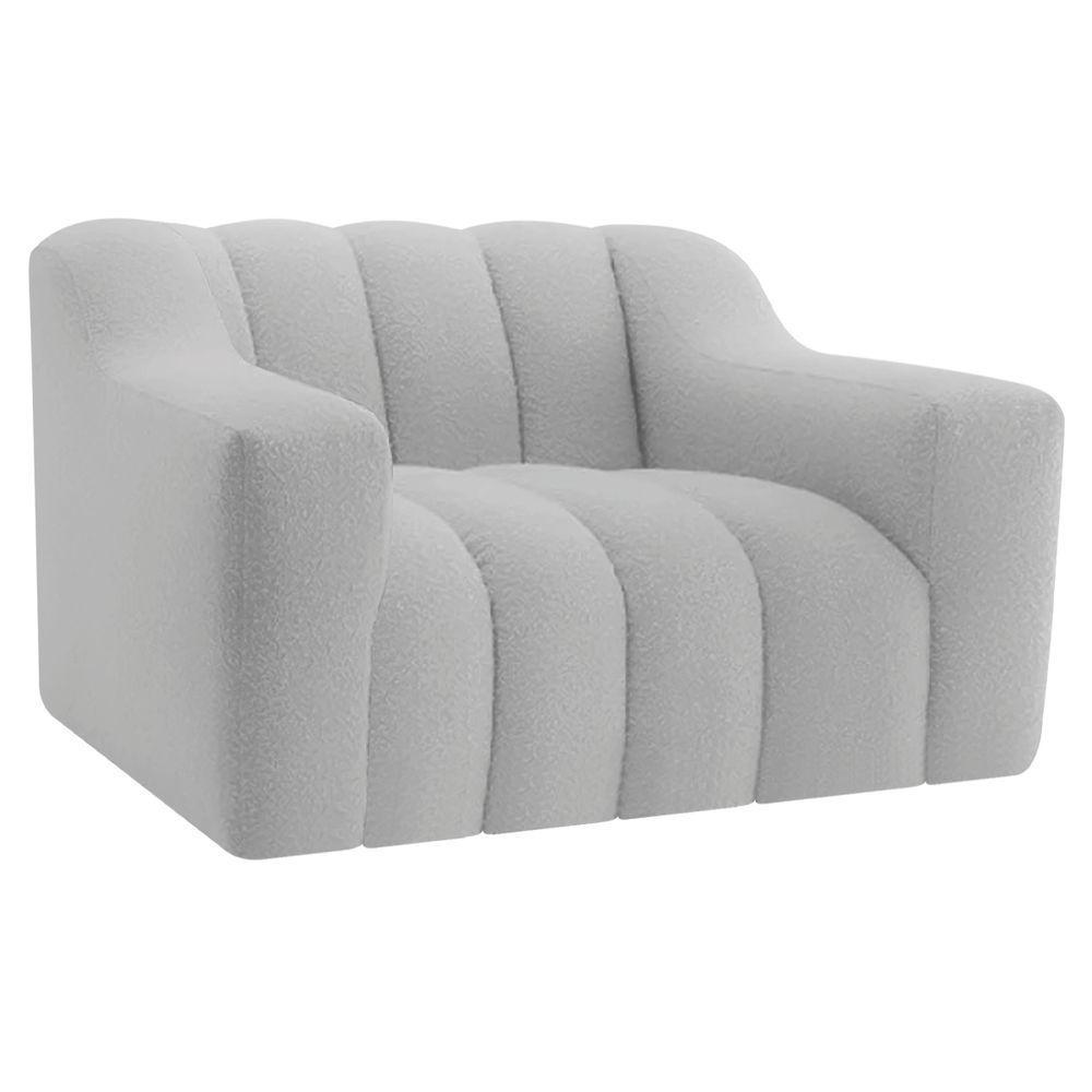 Kit 02 Poltronas Luxo Recepção Sala Elegance Linho Cinza - 1