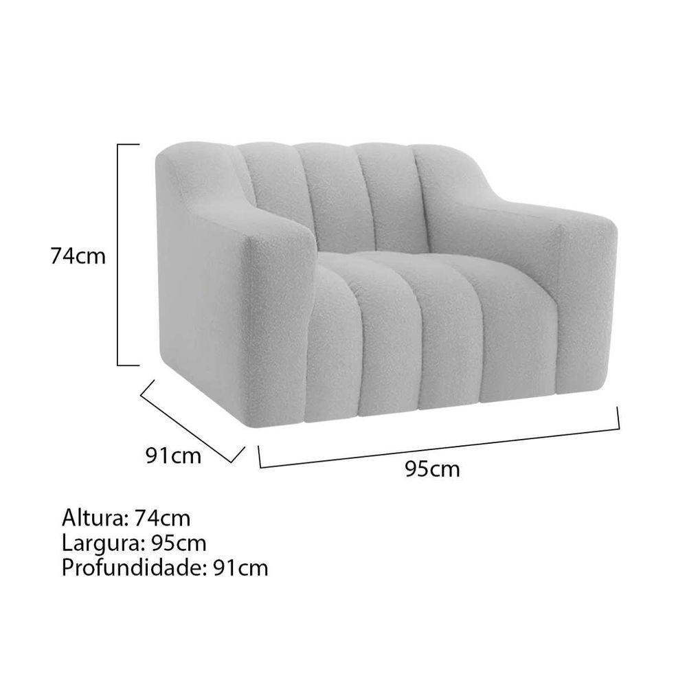 Kit 02 Poltronas Luxo Recepção Sala Elegance Linho Cinza - 8