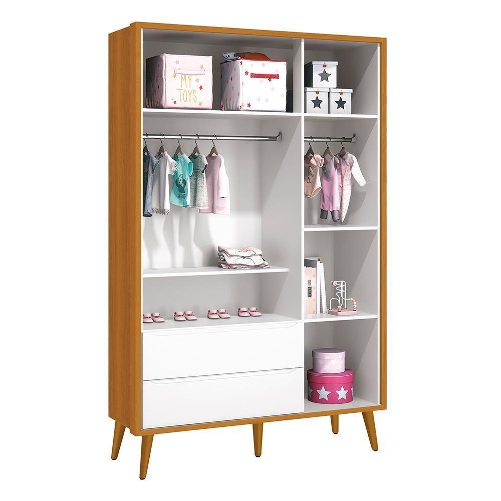 Dormitório Infantil Theo Retrô 3 Portas Cômoda E Berço Branco Savana Com Pés Amadeirado Reller Móveis - 6