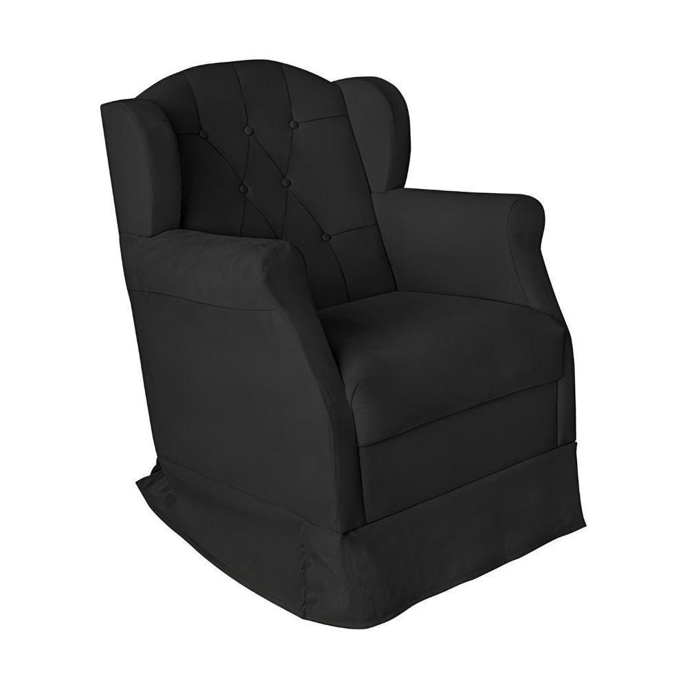 Poltrona Amamentação Balanço Confortável E Puff Suede Ariel preto - 5