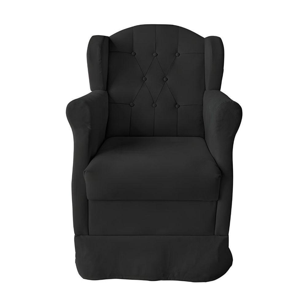 Poltrona Amamentação Balanço Confortável E Puff Suede Ariel preto - 7
