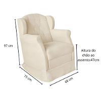 Poltrona Amamentação Balanço Confortável E Puff Suede Ariel bege - 7