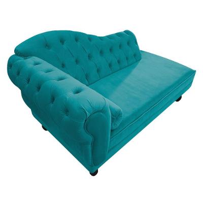 Kit Diva Recamier Diana 120cm Lado Direito E 1 Poltrona Classic Suede Adj Decor Azul Turquesa