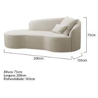 Divã Recamier Curvo Sala De Estar Recepção Inglaterra 200cm Lado Esquerdo Bouclé Adj Decor Bege - 5