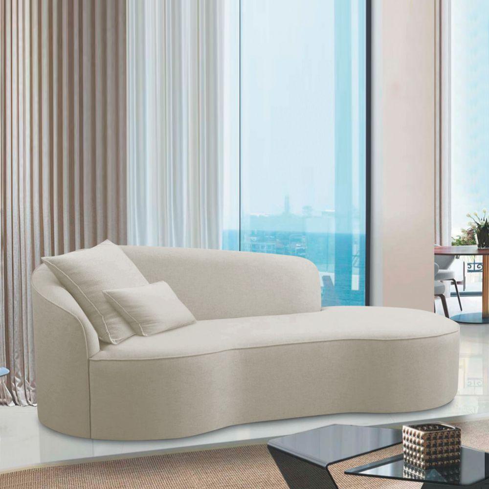 Divã Recamier Curvo Sala De Estar Recepção Inglaterra 200cm Lado Direito Linho Adj Decor Bege - 6