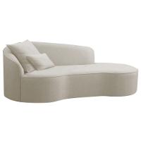 Divã Recamier Curvo Sala De Estar Recepção Inglaterra 200cm Lado Direito Linho Adj Decor Bege - 1