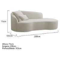 Divã Recamier Curvo Sala De Estar Recepção Inglaterra 200cm Lado Direito Linho Adj Decor Bege - 5