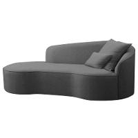 Divã Recamier Curvo Sala De Estar Recepção Inglaterra 180cm Lado Esquerdo Linho Adj Decor Cinza - 1