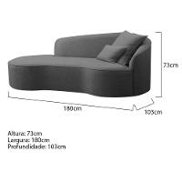 Divã Recamier Curvo Sala De Estar Recepção Inglaterra 180cm Lado Esquerdo Linho Adj Decor Cinza - 5