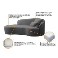 Divã Recamier Curvo Sala De Estar Recepção Inglaterra 180cm Lado Esquerdo Linho Adj Decor Cinza - 7