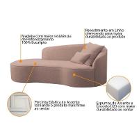 Divã Recamier Curvo Sala De Estar Recepção Inglaterra 200cm Lado Esquerdo Linho Adj Decor Rosê - 7