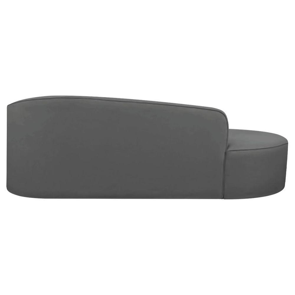 Divã Recamier Curvo Sala De Estar Recepção Inglaterra 150cm Lado Esquerdo Linho Adj Decor Cinza - 2