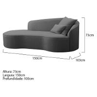 Divã Recamier Curvo Sala De Estar Recepção Inglaterra 150cm Lado Esquerdo Linho Adj Decor Cinza - 5