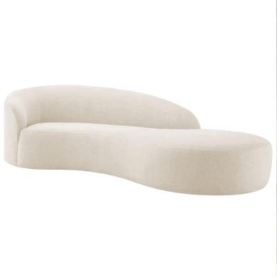 Divã Recamier Orgânico França 140cm Lado Direito Bouclé Adj Decor Bege