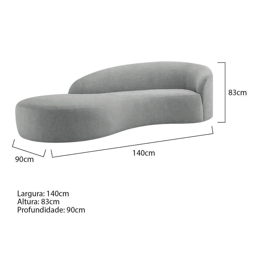 Divã Recamier Orgânico França 140cm Lado Esquerdo Bouclé Adj Decor Cinza - 5