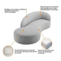 Divã Recamier Orgânico França 140cm Lado Esquerdo Bouclé Adj Decor Cinza